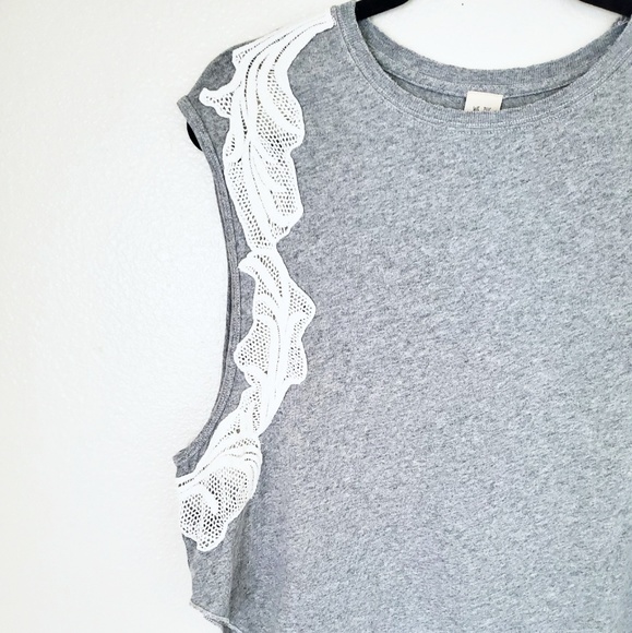We The Free Grey Top with Lace Side Panels - Picture 2 of 7